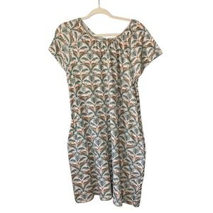 Fat Face cotton modal blend leopard palm print shift dress short sleeve. Size 10